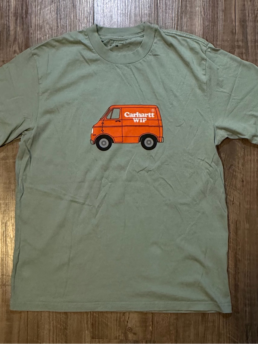 Carhartt WIP Sage Green Tee with Orange Van Graphic